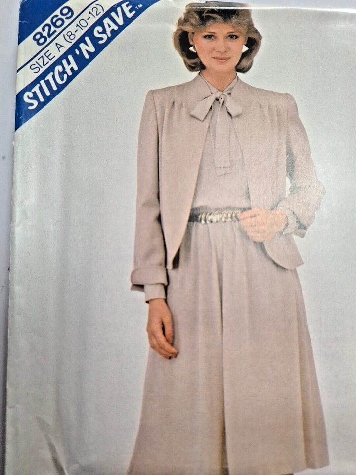 Jacket Dress 8 10 12 Stitch N Save McCalls 8269 Sewing Pattern UC VTG Open Front - Image 1 of 4