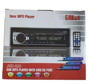 New Car MP3 PLAYER USB SD Port FM Radio 60 Watts X 4 JDS-520 Remote - Picture 1 of 6