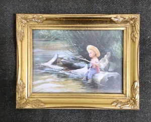 “The Little Fisherman” Miniature Framed Numbered Lithograph COA Donald Zolan - Picture 1 of 2