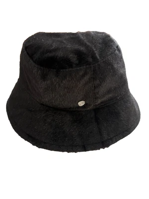 Vince Camuto Mujer Negro Boucle Cubo Sombrero Terciopelo Tejido Cloche Acento LOGO Foto 1 de 4