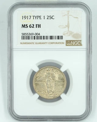 1917 NGC Type 1 Standing Liberty Quarter - Image 1 of 3
