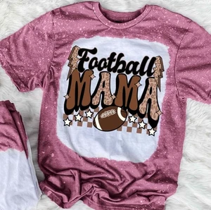 Gildan Soft style Bleached Tee, Football Mama Graphic Bleached Tee - Picture 1 of 3