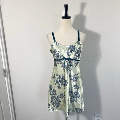 Y2K Vintage Jones NY Satin Babydoll Dress Floral Paisley Fairy Whimsical Medium - Image 1 of 4