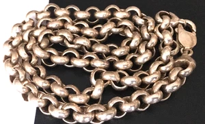 WOW 85g Vtg Necklace MARKED BWB 925 STERLING SILVER Rolo Chain THICK lot y - Picture 1 of 7