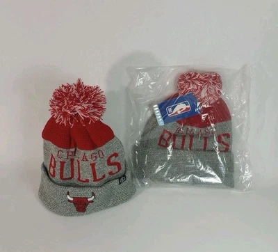 Zephyr Chicago Bulls Youth Beanie - Black & Red Knit Pom Cuffed (Lot of 2) - Image 1 of 2