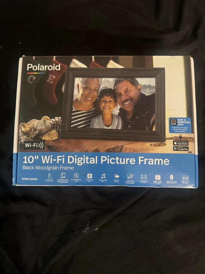 Polaroid 10" Wi-Fi Digital Picture Frame Woodgrain Touchscreen NEW Open Box - Image 1 of 1