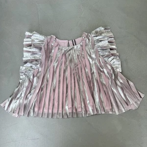 Anthropologie Flatterärmel Folie Plissee Top. Rosa/Silber. Medium. UVP 90£ - Bild 1 von 6