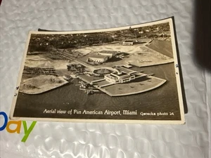 Miami Florida FL Aerial View Of Pan American Airport Vintage RPPC Postcard - Picture 1 of 2
