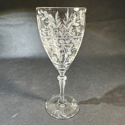 Rock Sharpe Anniversary Cut & Etched Floral Water Goblet 7 3/4" - Image 1 of 4
