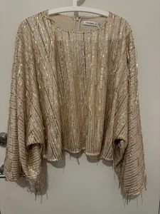 Commonry Size 18 Beige Sequin Top Polyester Brand New Half Sleeves - Picture 1 of 5