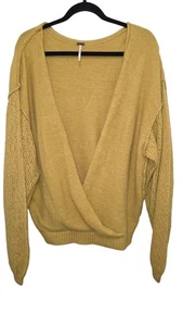Free People senfgelber Wickel-Strickpullover mit durchbrochenen Ärmeln Damen Größe M - Bild 1 von 8