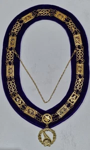 MASONIC GRAND LODGE CHAIN COLLAR WITH GRAND SENIOR STEWARD JEWEL - Picture 1 of 3