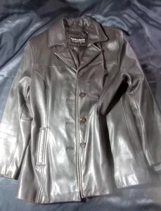 WILSONS Cappotto Pelle Uomo Lg Marrone Giubbotto Piumino con Bottoni. Buone condizioni - Foto 1 di 12