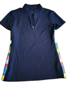 Tory Burch Sport Damen blau Polo Reißverschluss Shirt Größe Small Polyester Radfahren Laufen - Bild 1 von 5