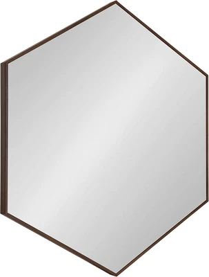 Rhodes 6-Sided Hexagon Wall Mirror, 30.75X34.75 Walnut Brown - Image 1 of 4