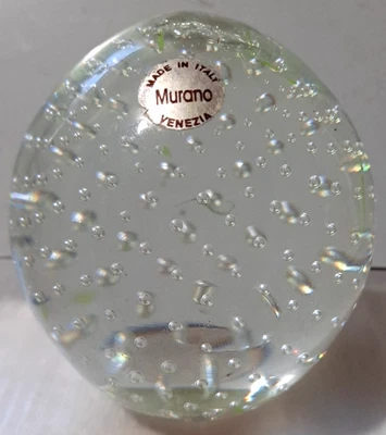 Pisapapeles vintage de burbuja transparente de Murano con agua hirviendo fondo liso 3,5" Foto 1 de 4