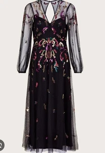MONSOON BNWT Size 24 Beautiful Mesh Overlay EMBELLISHED Sequin Midi RRP £175 - Picture 1 of 19