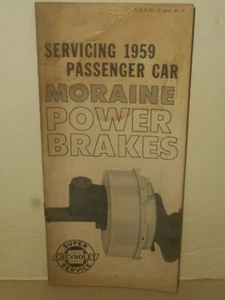 CHEVROLET 1959 Service Shop Manual MORAINE POWER BRAKES Passenger Cars OEM - Picture 1 of 12