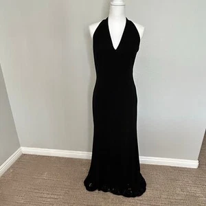 Elie Tahari womens black formal halter maxi dress crochet hem size 10 - Picture 1 of 11