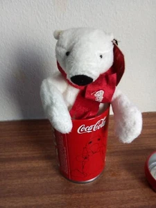 Polar bear toy in Coco Cola tin - Picture 1 of 2