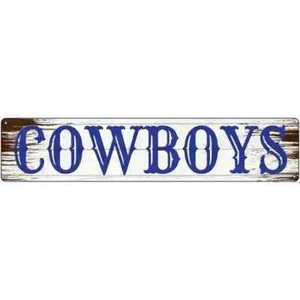 Cowboys Blue Wooden 3"x12" metal street sign plaque Home Door Garage Wall Decor - Picture 1 of 1