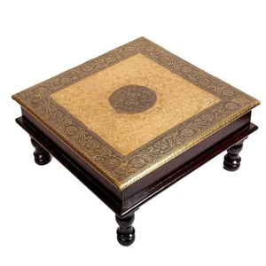 Decorative Bajot/Chowki/Handmade Bajot/Multipurpose Stool/ Pooja Size, 10 Inch - Picture 1 of 4