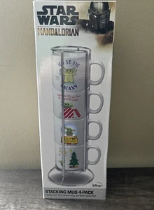 Star Wars Mandalorian Stacking Mug 4-Pack Christmas Mugs in Wire Rack - Bild 1 von 3
