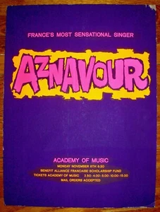 Charles Aznavour concert easel poster Phila, PA 1966 one of a kind silk screened - Picture 1 of 7