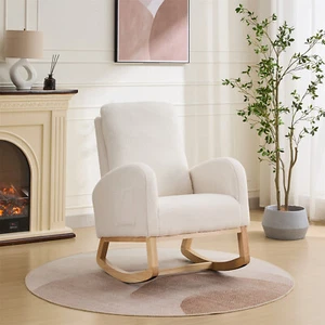 Modern Rocking Chair Rocker Accent Chair Armchair Glider Chair w/ High Backrest - Picture 1 of 90