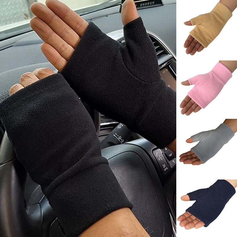 Mujeres Hombres Invierno Medio Dedo Terciopelo Guantes Sin Dedos Muñeca Brazo Mitones Cálidos Foto 1 de 4