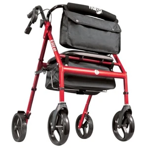 Hugo Mobility 700-961 Foldable Rollator Walker with Seat and Saddle Bag Red - Picture 1 of 7