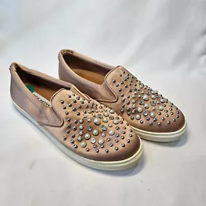 Steve Madden Womens Glandi Slip On Satin Embellished Sneaker Size 8 Rose Comfort - Picture 1 of 12