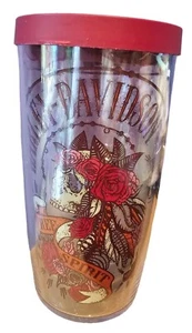 Harley Davidson Free Spirit Floral Tervis Tumbler Cup Red Clear 2016 Insulated - Picture 1 of 8