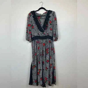 Vintage 1980er Jahre Susan Freis gemischter Druck Kleid - Bild 1 von 6