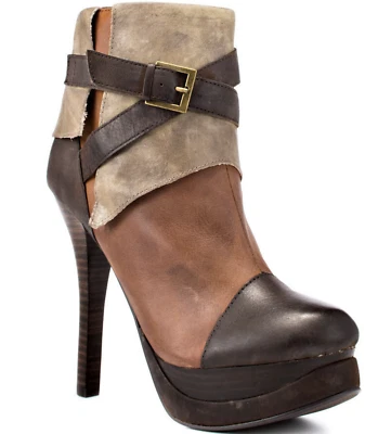 BOTAS BOTINES DOS LABIOS PULSE NUEVAS $135 TALLA 7,5 M CUERO MARRÓN PLATAFORMA 5" TACÓN Foto 1 de 4