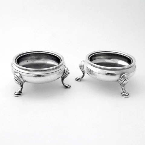 Tiffany Open Salt Dishes Pair Dorothy Mills Reproduction Sterling Silver Cover