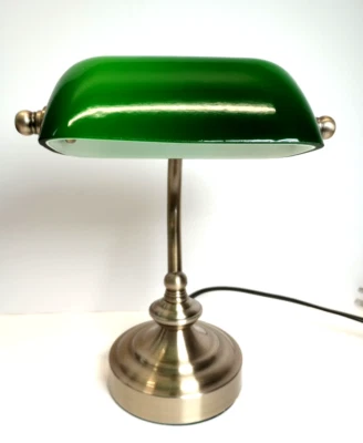 Mini Classic Green Glass Bankers Desk Lamp Retro Bronze Finish G9 with bulb - Image 1 of 4
