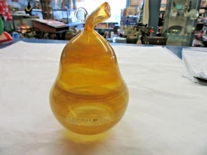 Antikes Glasbirne Bernsteingold Handwerkerisch hergestellt handgeblasen Weihnachtsschmuck Obst - Bild 1 von 4
