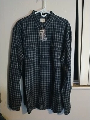 Ambiguous Double Pocket Button Down Shirt Dark Navy Plaid  S XXL - Image 1 of 4