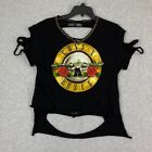 Guns N' Roses Top Womens M Black Graphic Ripped Torn Cut Out Stretch T-Shirt