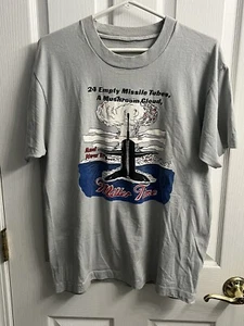 Vintage Miller Time Nuclear Submarine Missile Mushroom Cloud Shirt Large 1980s - Bild 1 von 7