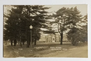 State School Coldwater Michigan MI c1940s Real Photo Postcard RPPC Street View - Picture 1 of 2