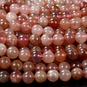 Natural Strawberry Quartz Orange Pink Grade A Round 6MM 7MM 8MM Beads (D129) - Picture 1 of 3