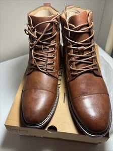 Nuevo en caja Botas con cordones Portland para hombre talla 9-1/2 marrón nuevas en caja combate - Imagen 1 de 9
