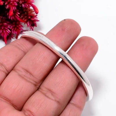 Brazalete brillante redondo sólido de plata de ley 925, joyería bohemia regalo de aniversario Foto 1 de 4