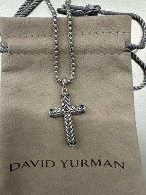 Ожерелье мужское David Yurman крест с цепочкой серебро 925 пробы - Изображение 1 из 4
