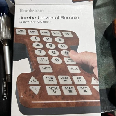 Brookstone Jumbo Universal Remote Faux BURLWOOD 597286 New Open Box Excellent - Photo 1/3
