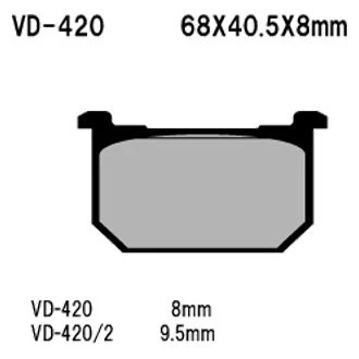 For Kawasaki KZ1000 82-83 Vesrah VD-420/2 Front Organic Semi-Metallic Brake Pads - Imagem 1 de 2