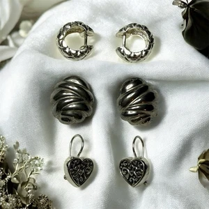 Bellissimo lotto di 3 orecchini vintage in argento sterling - Foto 1 di 3