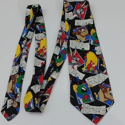 Looney Tunes Mania Taz Tazmanian Devil Bugs Bunny Men's 100% Silk Necktie - Image 1 of 4